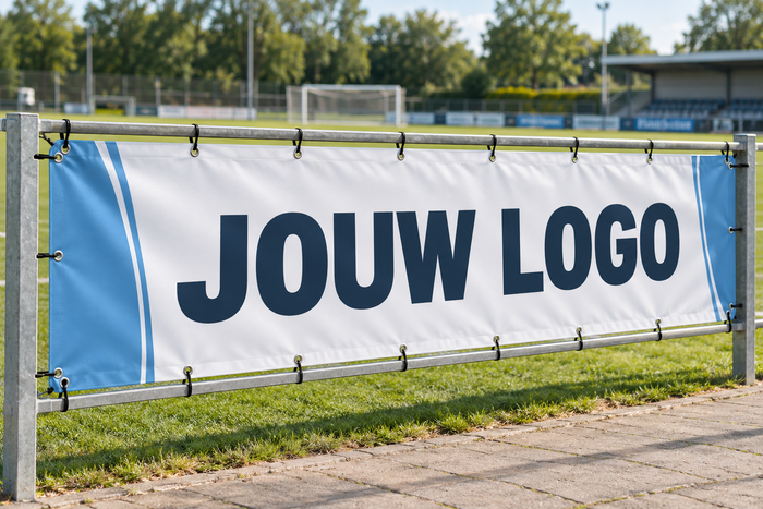 Spandoek met jouw logo, gespannen met ogen en elastieken